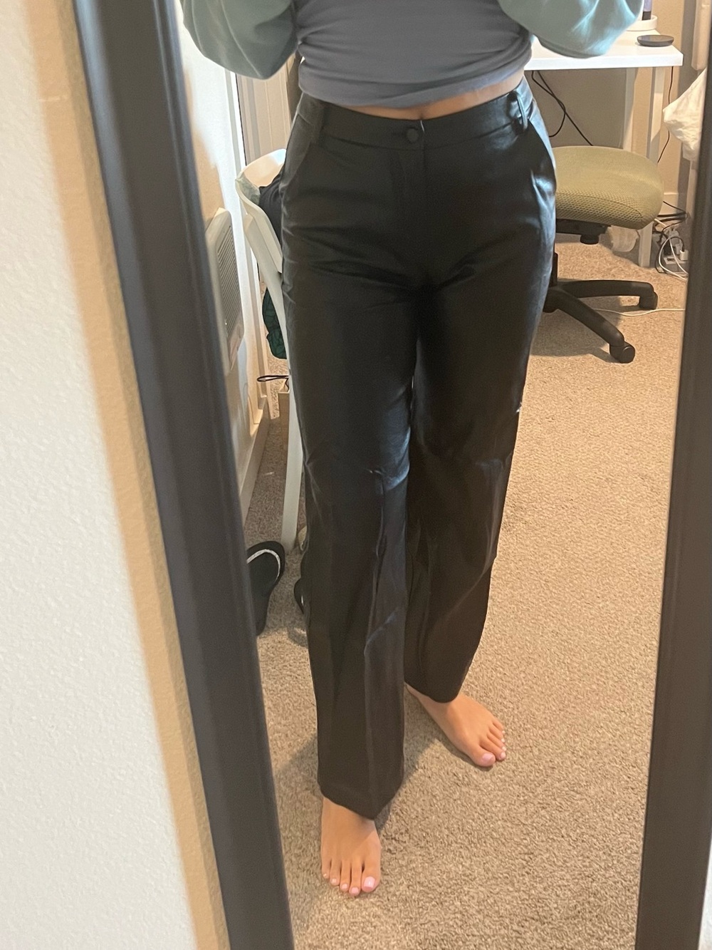 Windsor Black Faux Leather Wide-Leg Pants